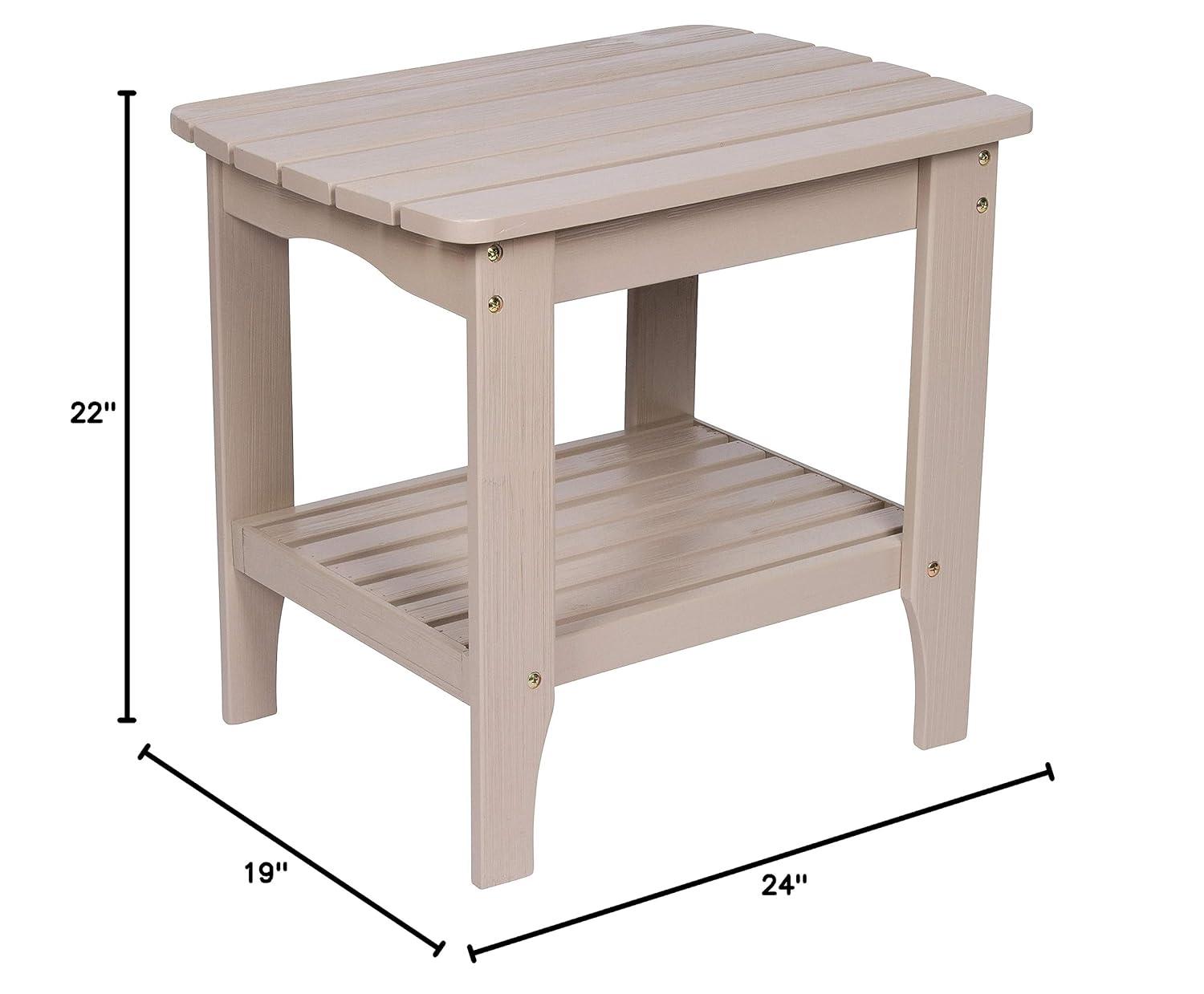Shine Company Rectangular Traditional Wood Indoor/Outdoor Side Table in Gray