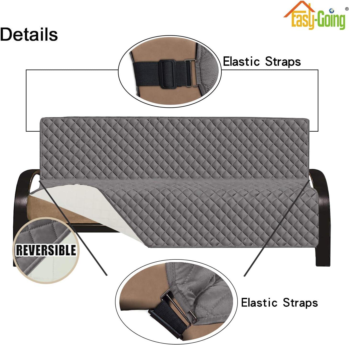 Easy-Going Futon Reversible Sofa Slipcover Water Resistant Couch Cover(Futon, Gray/Light Gray)
