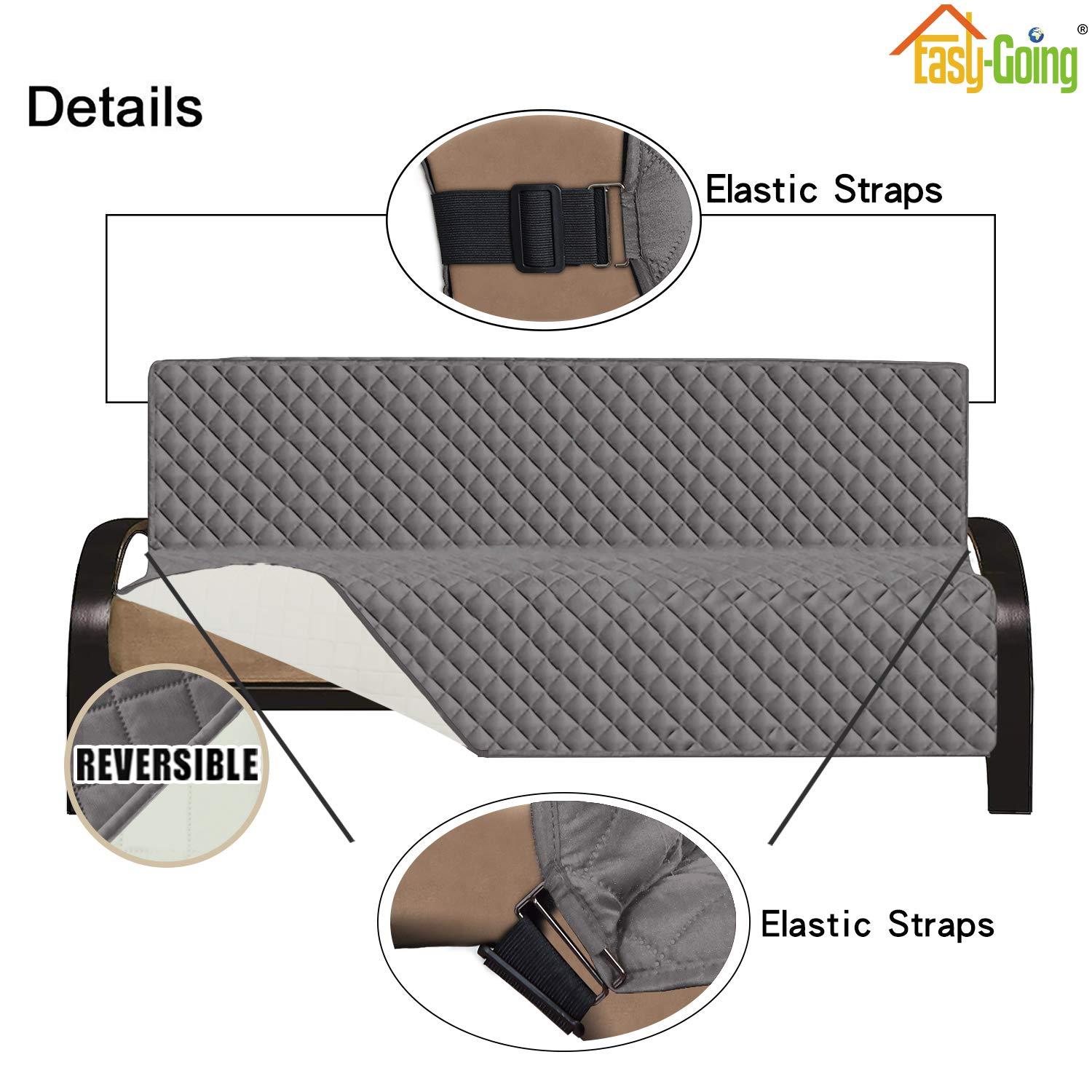 Easy-Going Futon Reversible Sofa Slipcover Water Resistant Couch Cover(Futon, Gray/Light Gray)