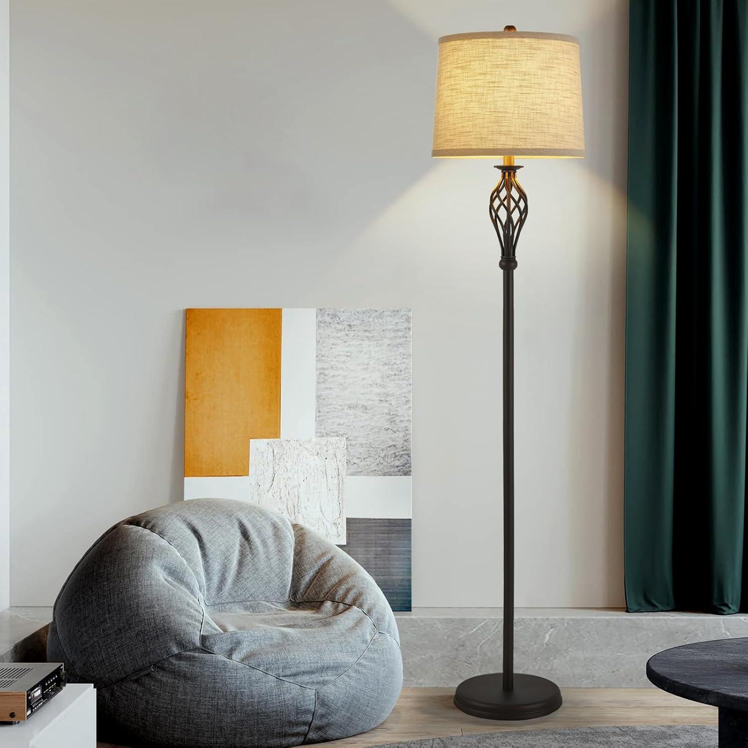 Lamp Shades Set of 2, Drum Lamp Shades for Table Lamps 11.6" Top x 12.6" Bottom x 9.8" High (Spider Fitter), Natural Linen Medium Lampshades for Floor Lamps Bedside Lamps, Beige