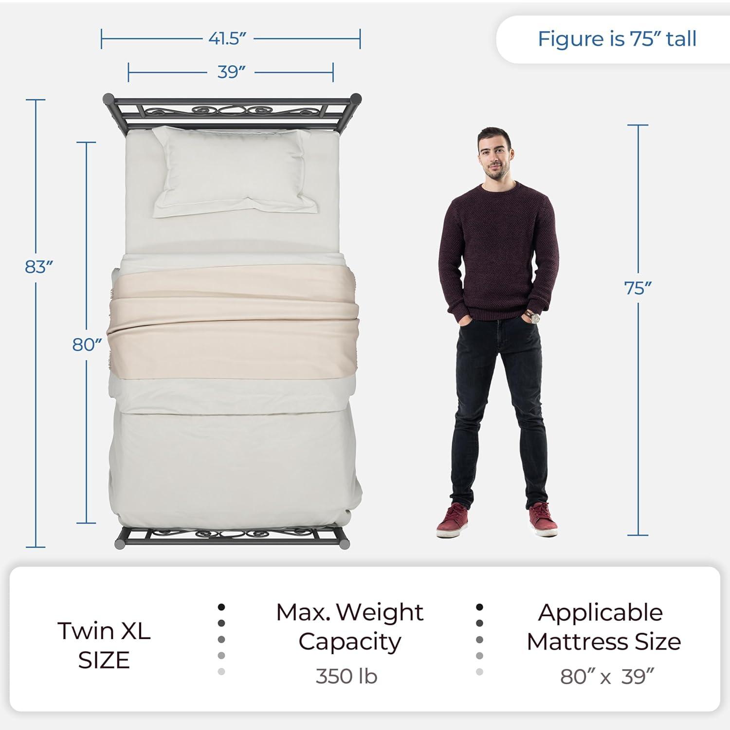 Yaheetech Twin XL Bed Frames Metal Platform Bed with Headboard and Footboard No Box Spring Needed Easy Assembly,Under-Bed Space: 12.6''/Black/Twin XL Bed