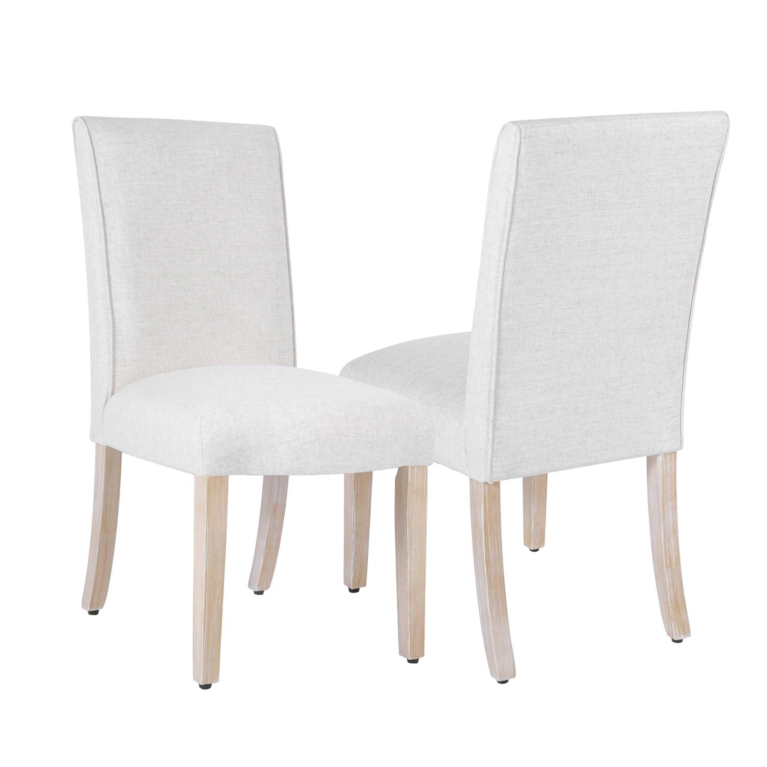 Red Barrel Studio® Scalloped Detail Dining Chair|Upholstered Parsons Dining Chairs |Decorative Home Furniture, Cream Textured Woven, Set Of 2 (Set of 2)