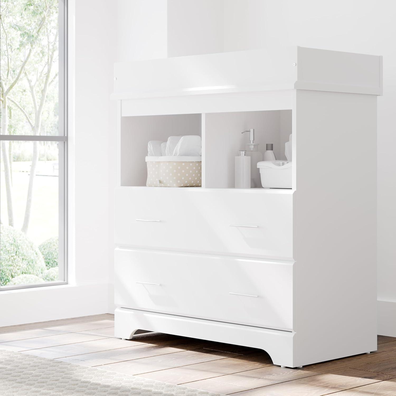 Storkcraft Brookside 2-Drawer Dresser with Changing Topper and Interlocking Drawers