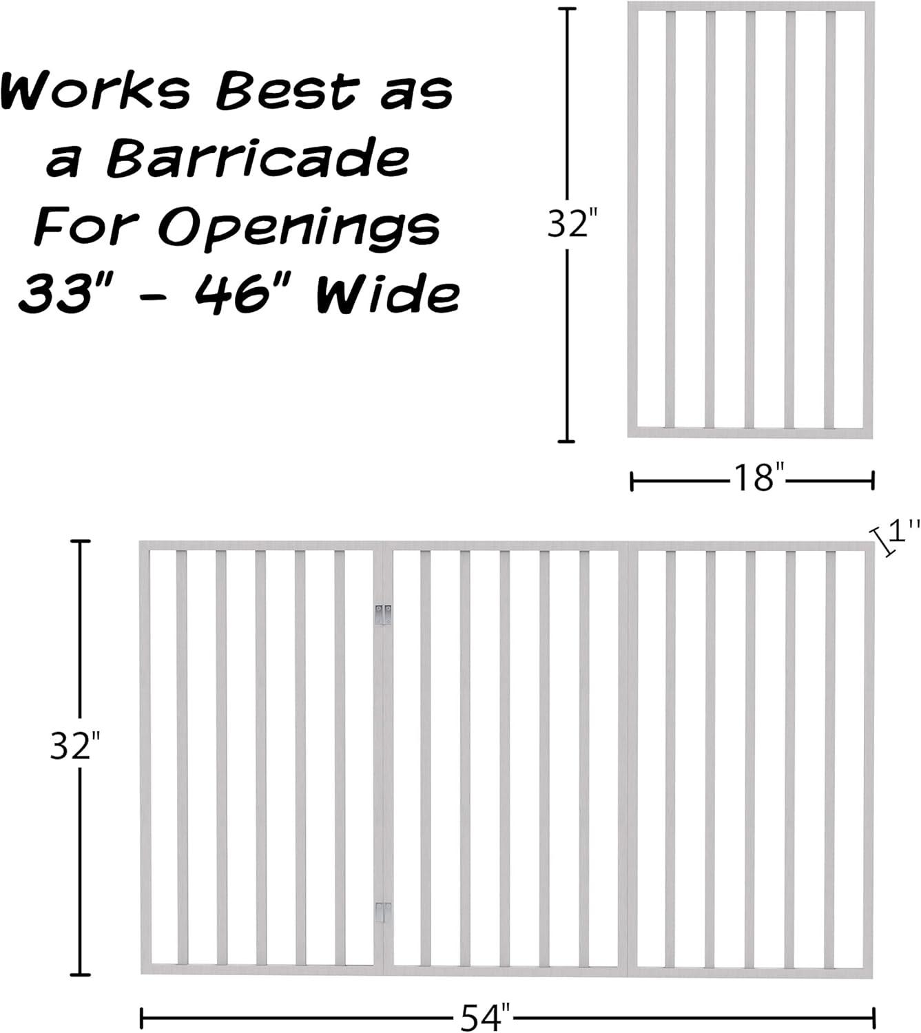 Indoor Pet Gate - 3-Panel Folding Dog Gate for Stairs or Doorways - 54x32-Inch Tall Freestanding Pet Fence for Cats and Dogs by PETMAKER (White)