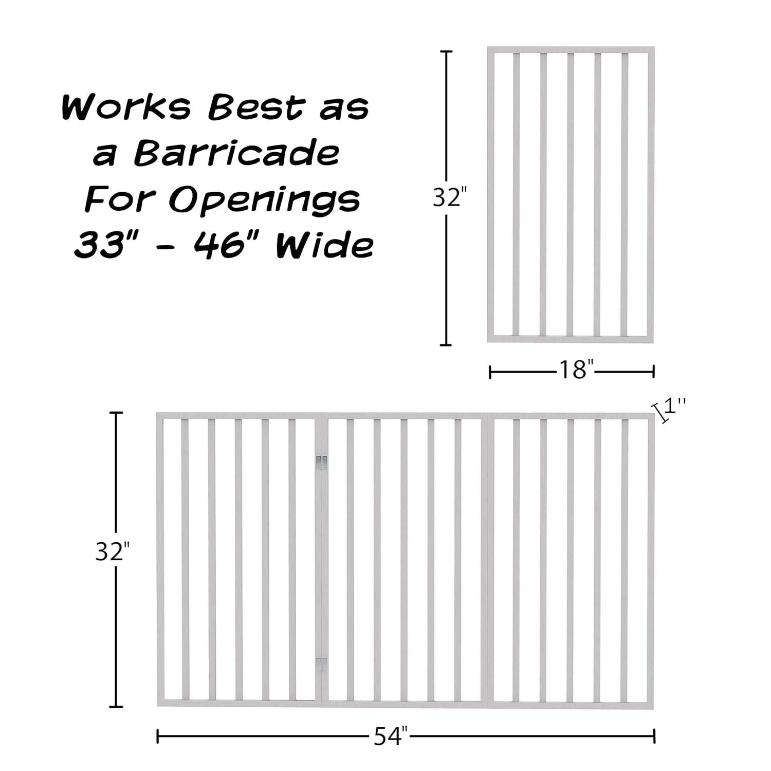 Indoor Pet Gate - 3-Panel Folding Dog Gate for Stairs or Doorways - 54x32-Inch Tall Freestanding Pet Fence for Cats and Dogs by PETMAKER (White)