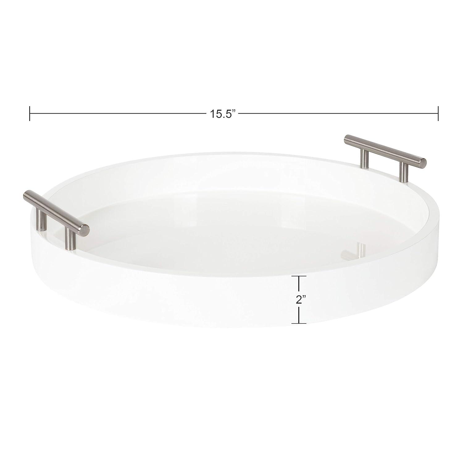 Kate and Laurel Lipton Tray, 15.5" Diameter, White and Silver