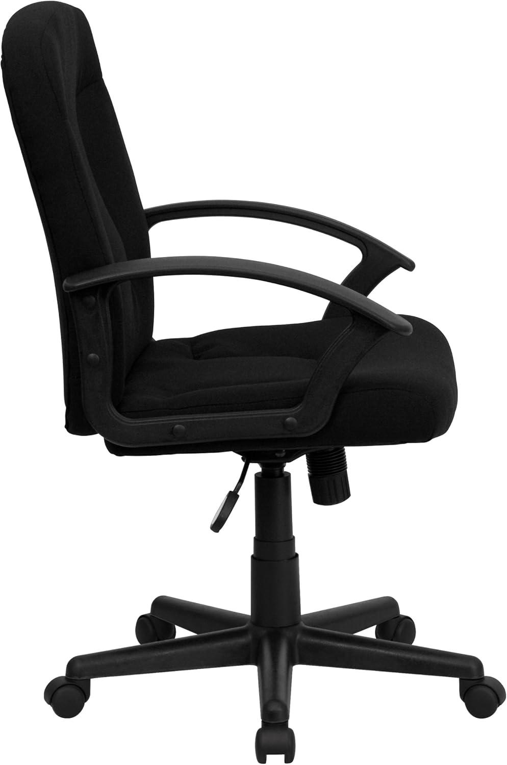 Mid-Back Black Fabric Executive Swivel Chair with Nylon Arms