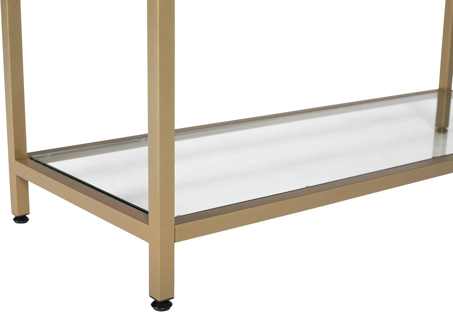 47" Camber Modern Glass Console Table Gold - Studio Designs Home: Mid-Century Style, Steel Frame, Tempered Top