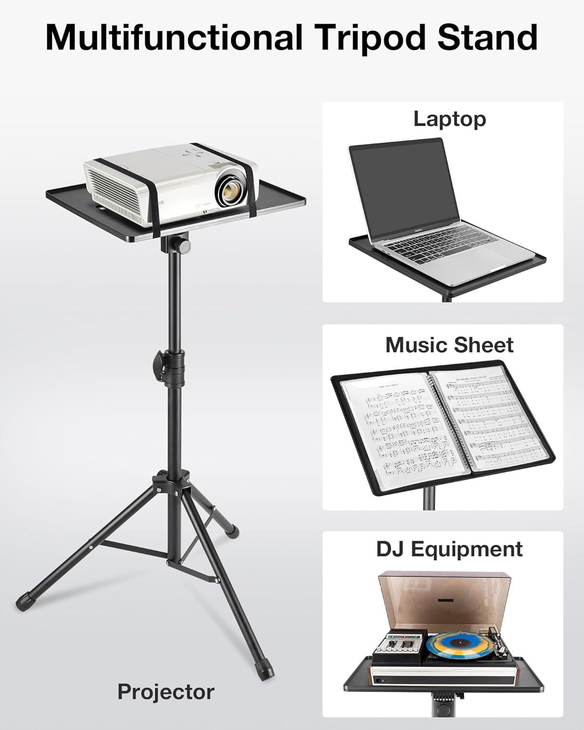 InnoGear Projector Stand Tripod, 21" to 38" Height Adjustable Portable Laptop Tripod Stand Music Stand Projector Tripod for Outdoor Office Home Stage Studio Podium Computer DJ Racks