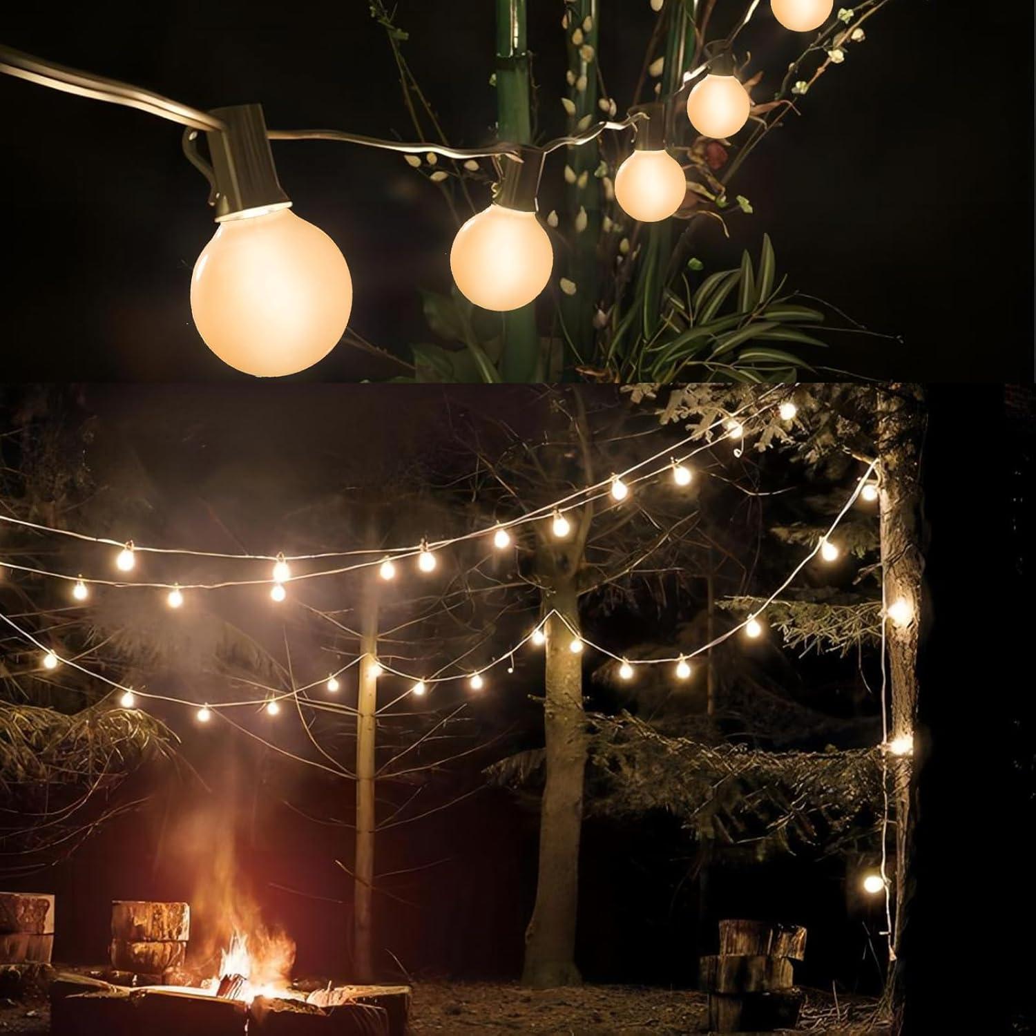 Novelty Lights Frosted White G40 Globe Hanging Outdoor String Light Replacement Bulbs E12 Candelabra Base 5 Watt