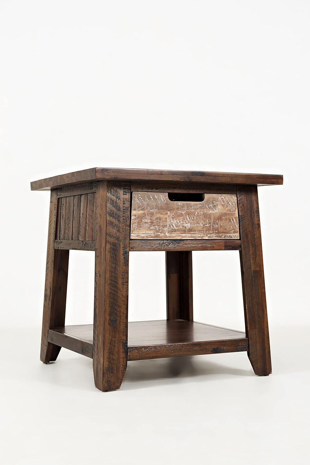 Jofran,Painted Canyon Rustic Solid Acacia End Table