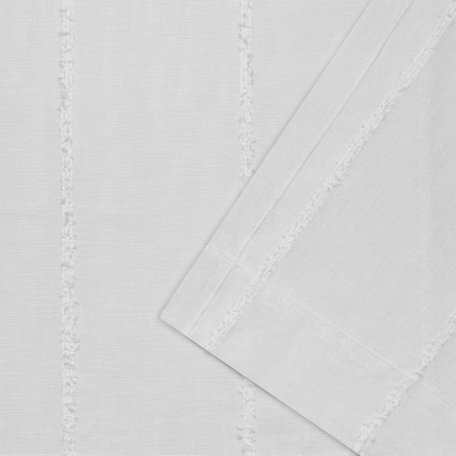 Set of 2 96"x54" Santos Embellished Stripe Sheer Rod Pocket Window Curtain Panel White - Exclusive Home: Mid-Century Modern, 96 Inch