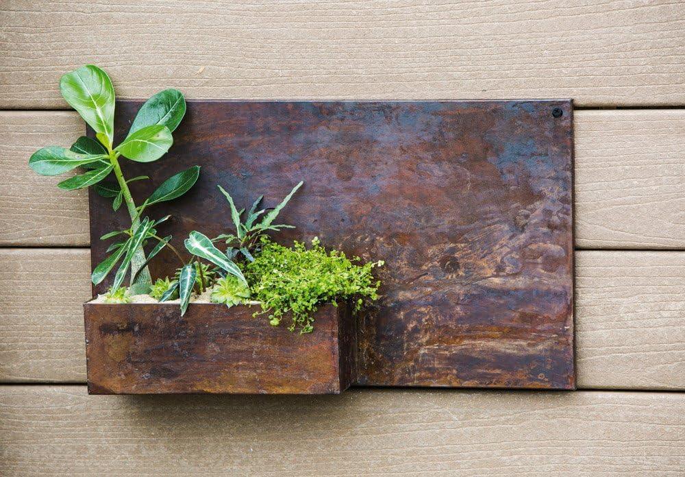 Rustic Galvanized Metal Rectangular Wall Planter for Indoor/Outdoor