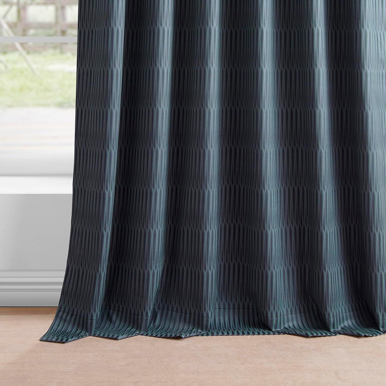 Deep Blue Velvet Room-Darkening Ground Length Drapes