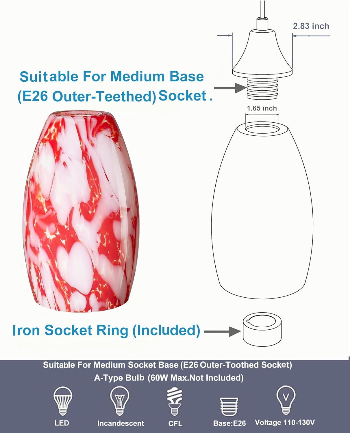 Oval Glass Lamp Shade Only Art Glass Lamp Covers Light Fixture Replacement for Kitchen Island Mini pendant Ceiling Lights Chandelier Hand Blown Glass Shade Replacement (Brown and Blue）