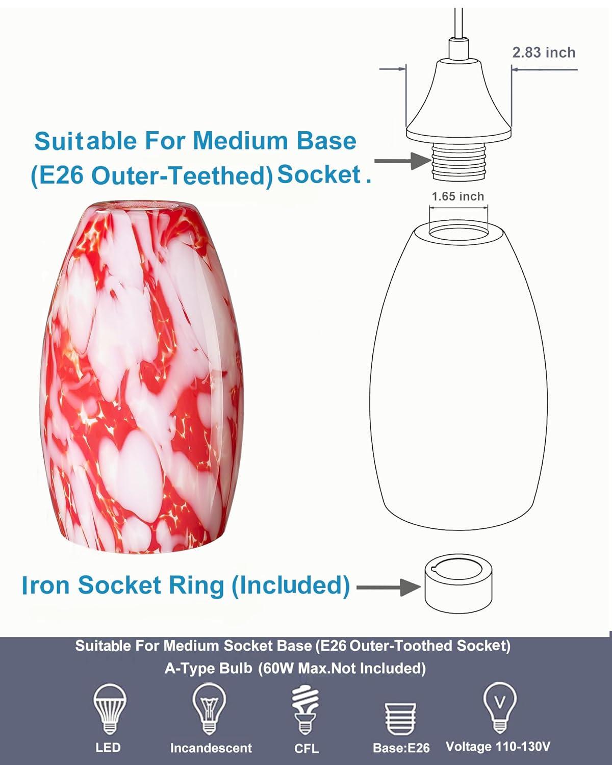 Oval Glass Lamp Shade Only Art Glass Lamp Covers Light Fixture Replacement for Kitchen Island Mini pendant Ceiling Lights Chandelier Hand Blown Glass Shade Replacement (Brown and Blue）