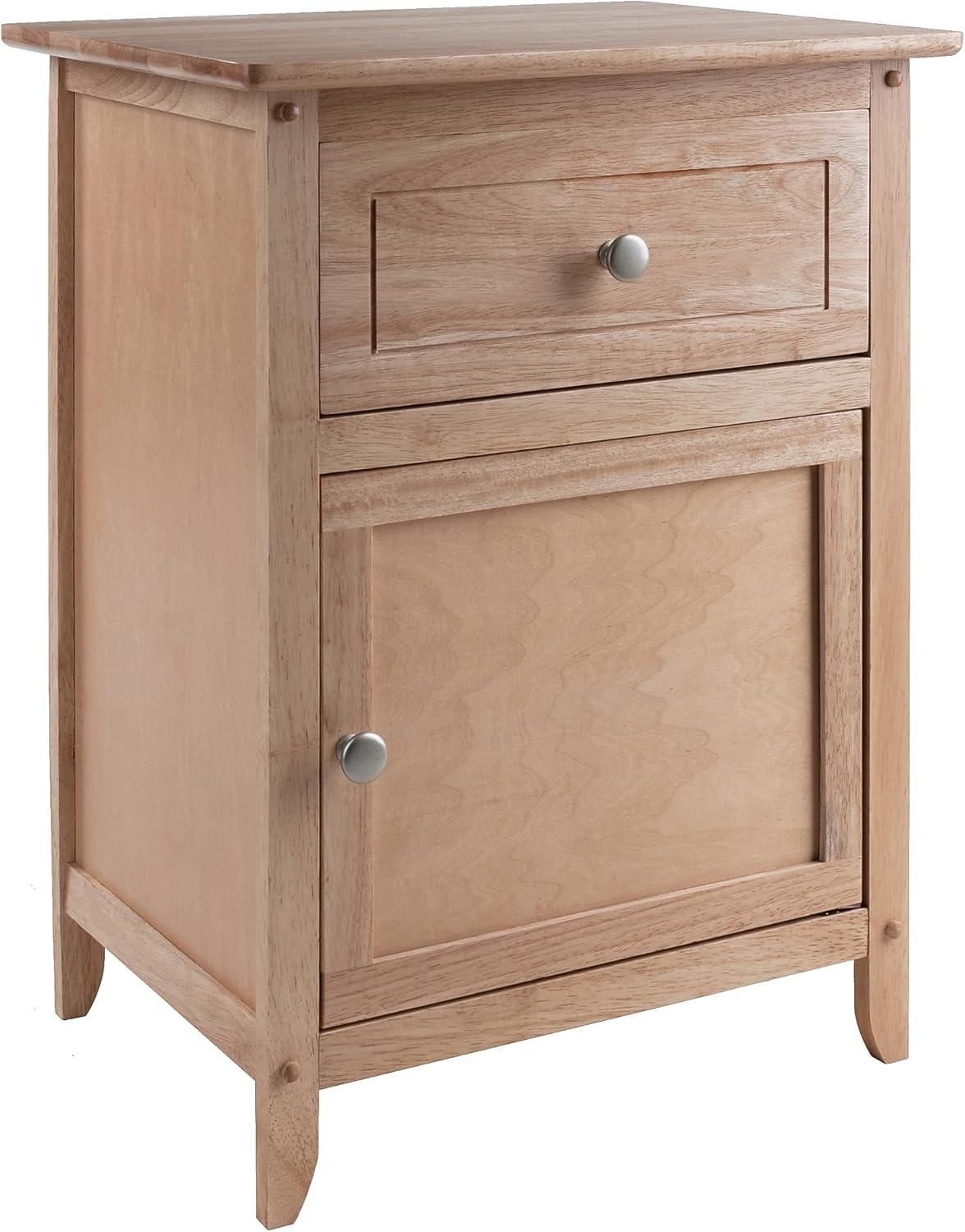 Winsome Eugene Nightstand Natural: Wood Composite Bedside Table with Cabinet Door & Drawer