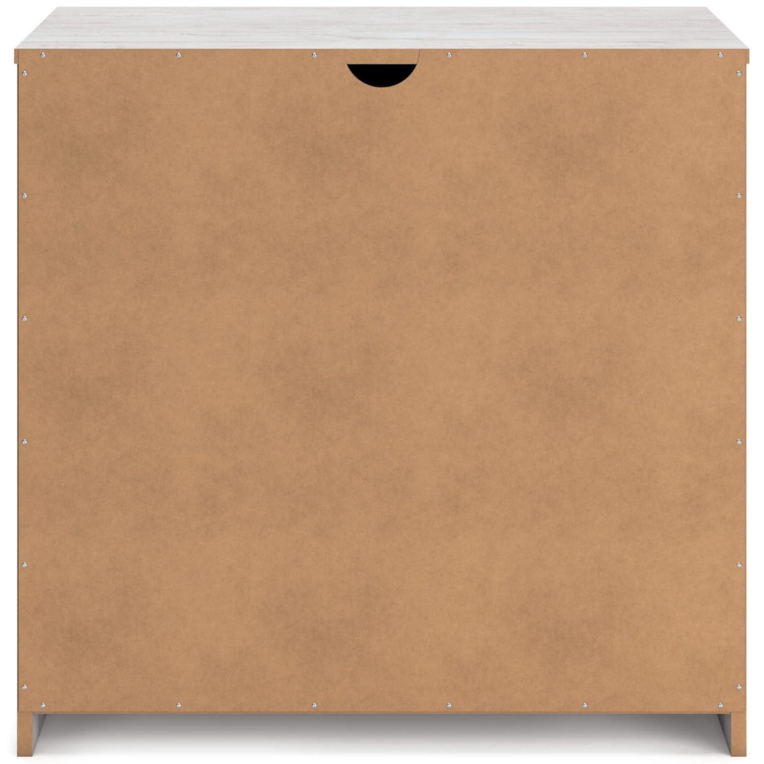 Whitewashed Medallion 3-Drawer Coastal Chest in White