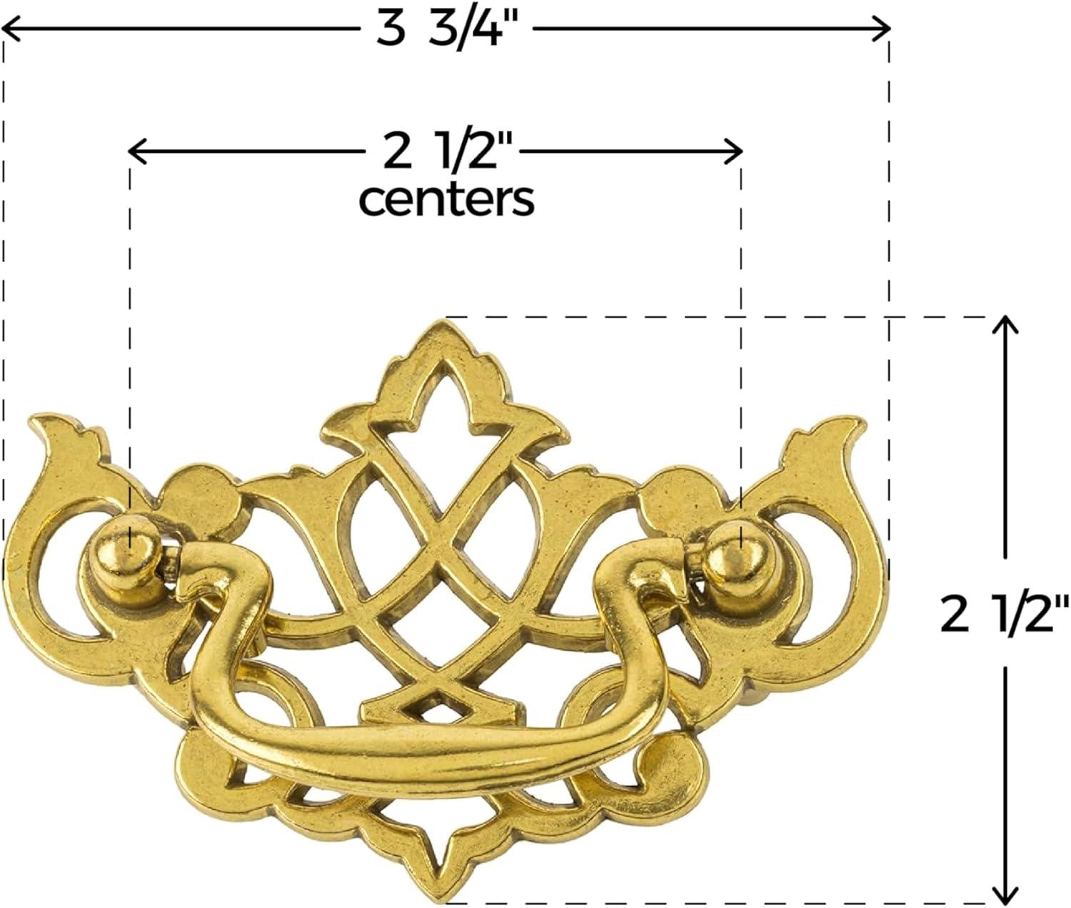 UNIQANTIQ HARDWARE SUPPLY Queen Anne Chippendale Satin Brass Drawer Bail Pull ( Centers: 2-1/2" )