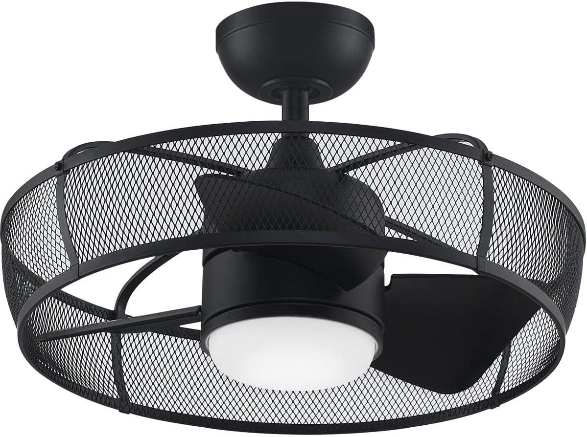 Sleek Black 20" Smart Chandelier Ceiling Fan with LED Light