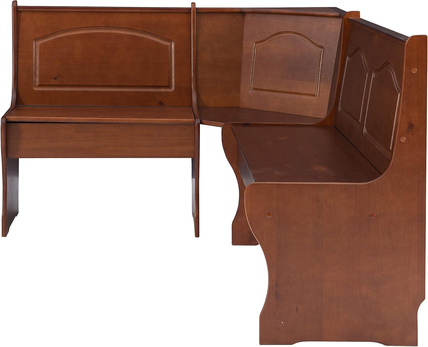 3pc Chelsea Breakfast Corner Nook Dining Table Set Walnut - Linon