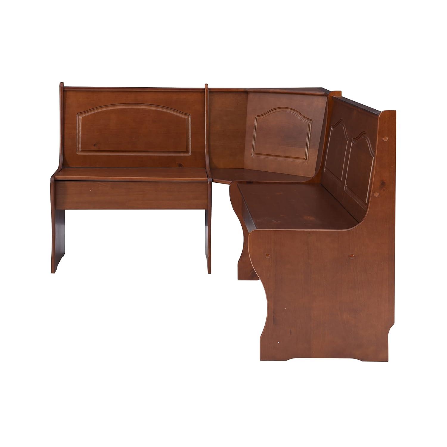 3pc Chelsea Breakfast Corner Nook Dining Table Set Walnut - Linon