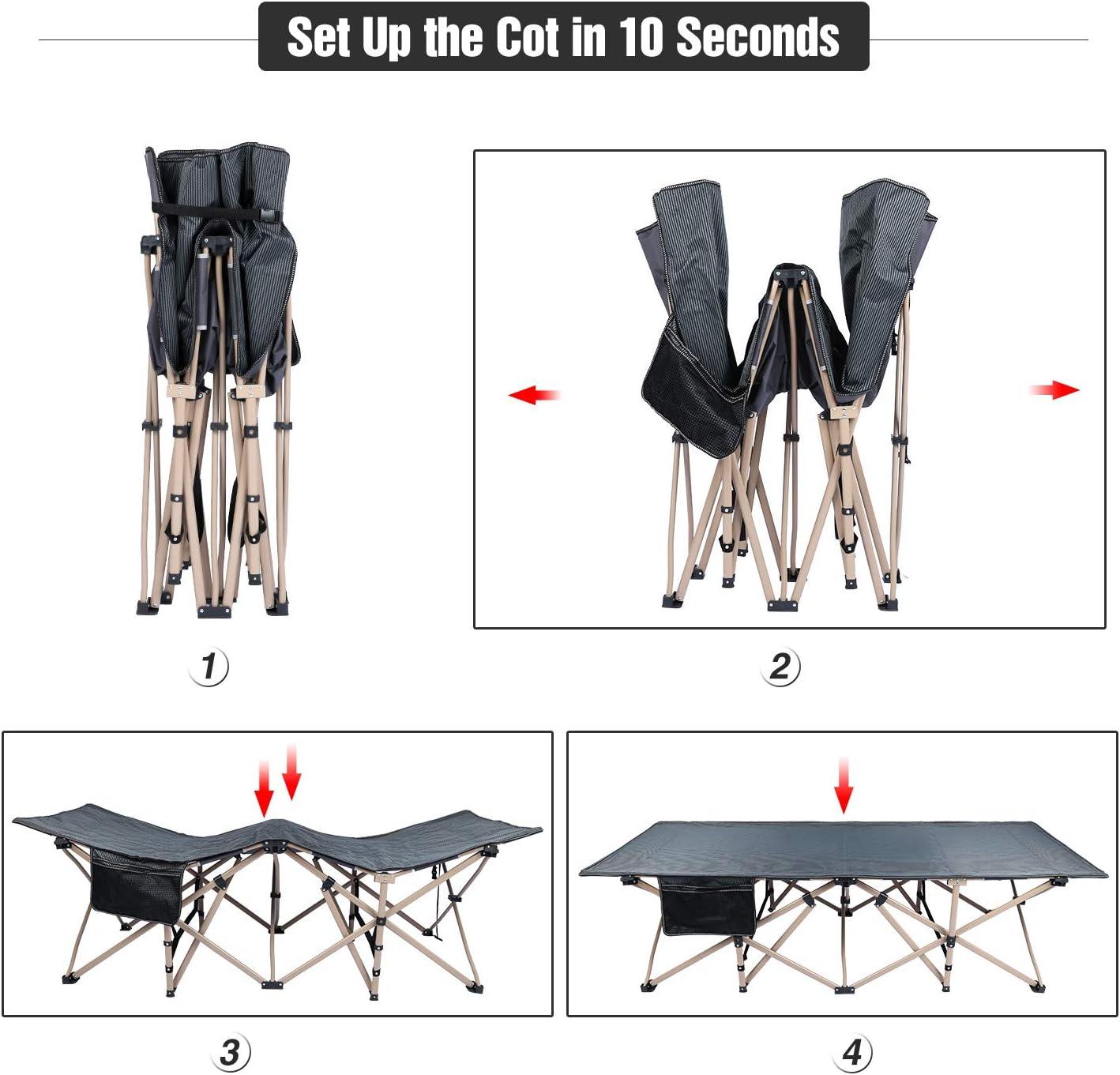 LIFETIME FLOORING LLC Oversized Camping Cots For Adults 500Lbs, Extra Wide Tall Sleeping Cots Heavy Duty,  Cots Portable For Outdoor Indoor Office