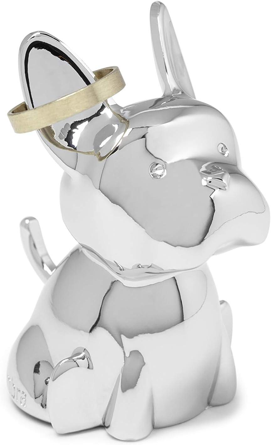 Chrome Frenchie Metal Ring Holder for Girls