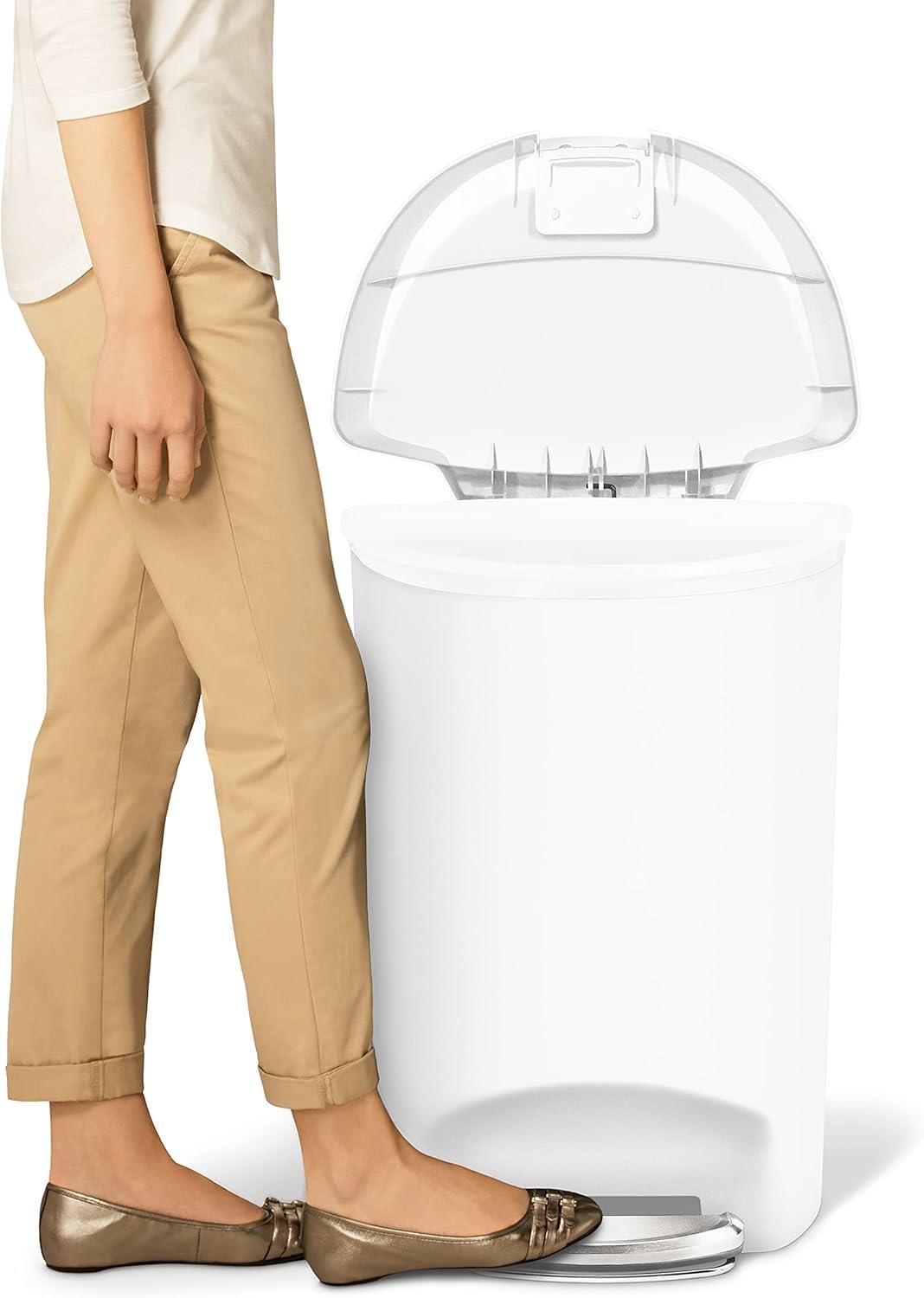 simplehuman 50L Semi Round Plastic Step Trash Can