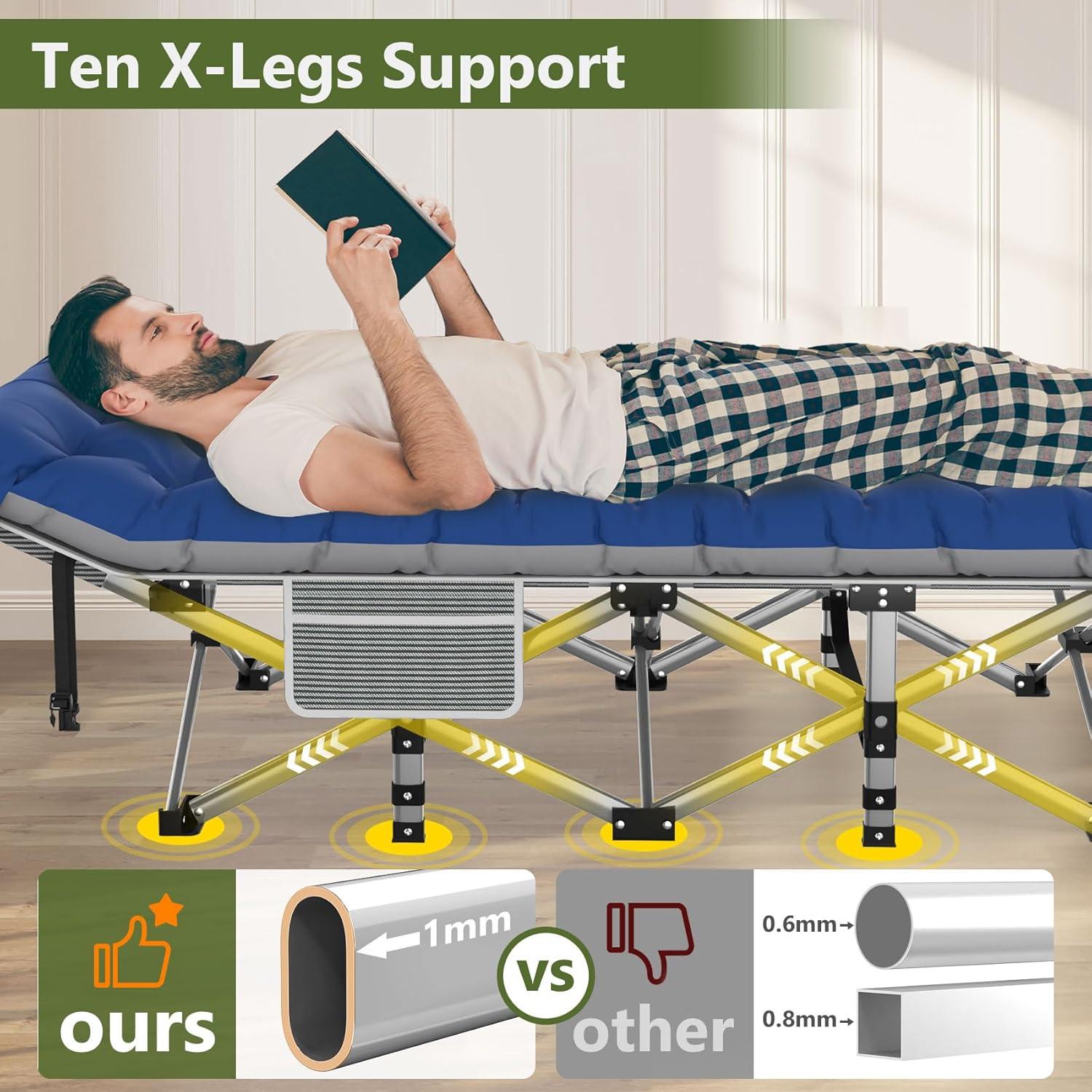 Suteck Folding Camping Cot Portable Outdoor Heavy Duty Sleeping Cot with Mattress and Carry Bag