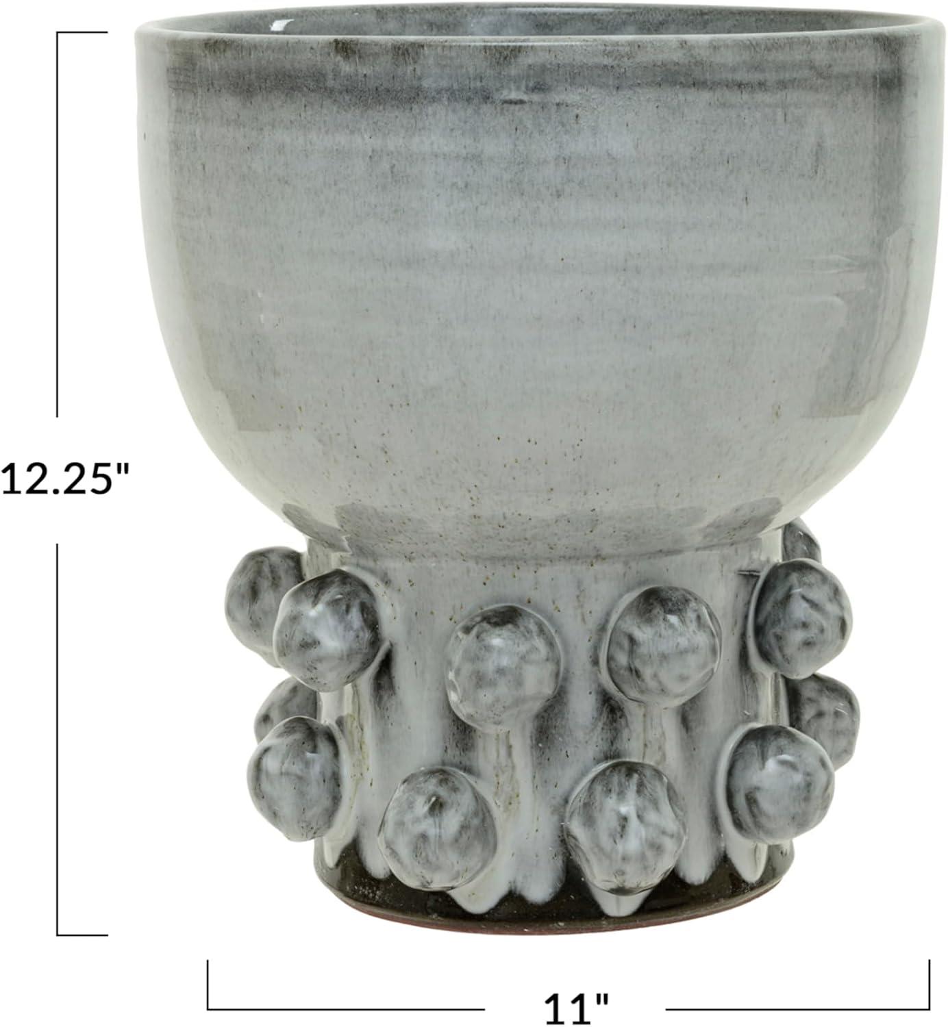 White Ceramic Decorative Table Vase with Raised Dots