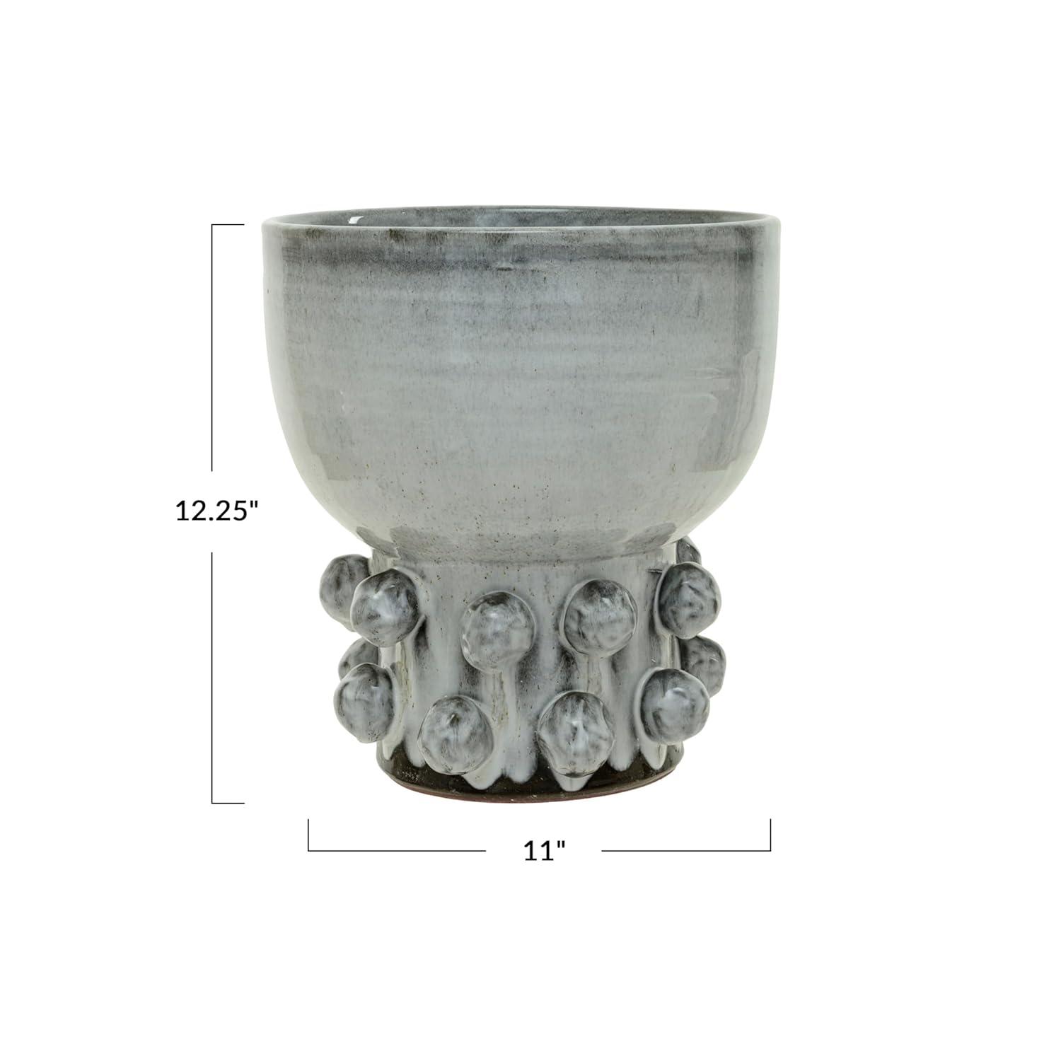 White Ceramic Decorative Table Vase with Raised Dots