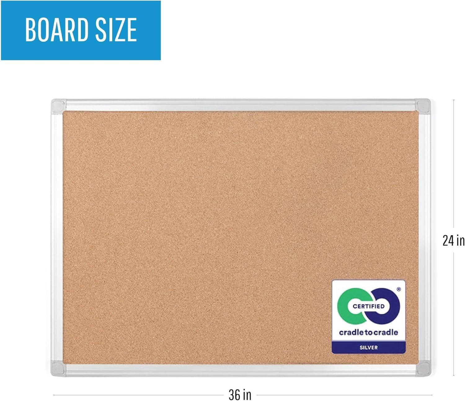 Bi-Silque Visual Communication Products CA031790 Earth Cork Bulletin Board, 24 x 36 in., Aluminum Frame