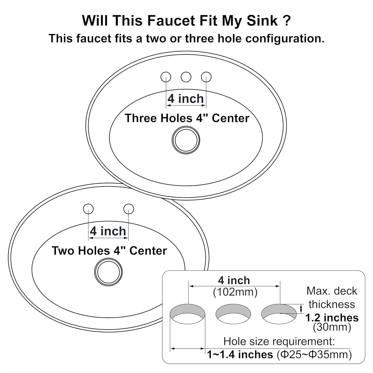 Two Handles Brushed Nickel Bathroom Faucet 3 Hole Sink Faucet with Overflow Pop up Drain, 360° Swivel Spout 4 Inch Centerset Lavatory Faucet Without Water Supply Lines,F-4501-BN