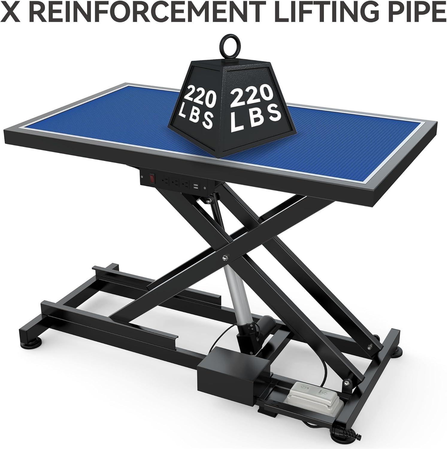 Dextrus 50" Dog Grooming Table Heavy Duty Electric Lift Pet Grooming Table for Large Dogs, Adjustable Overhead Arm Anti Slip Tabletop Tool Organizer, Dog Grooming Station