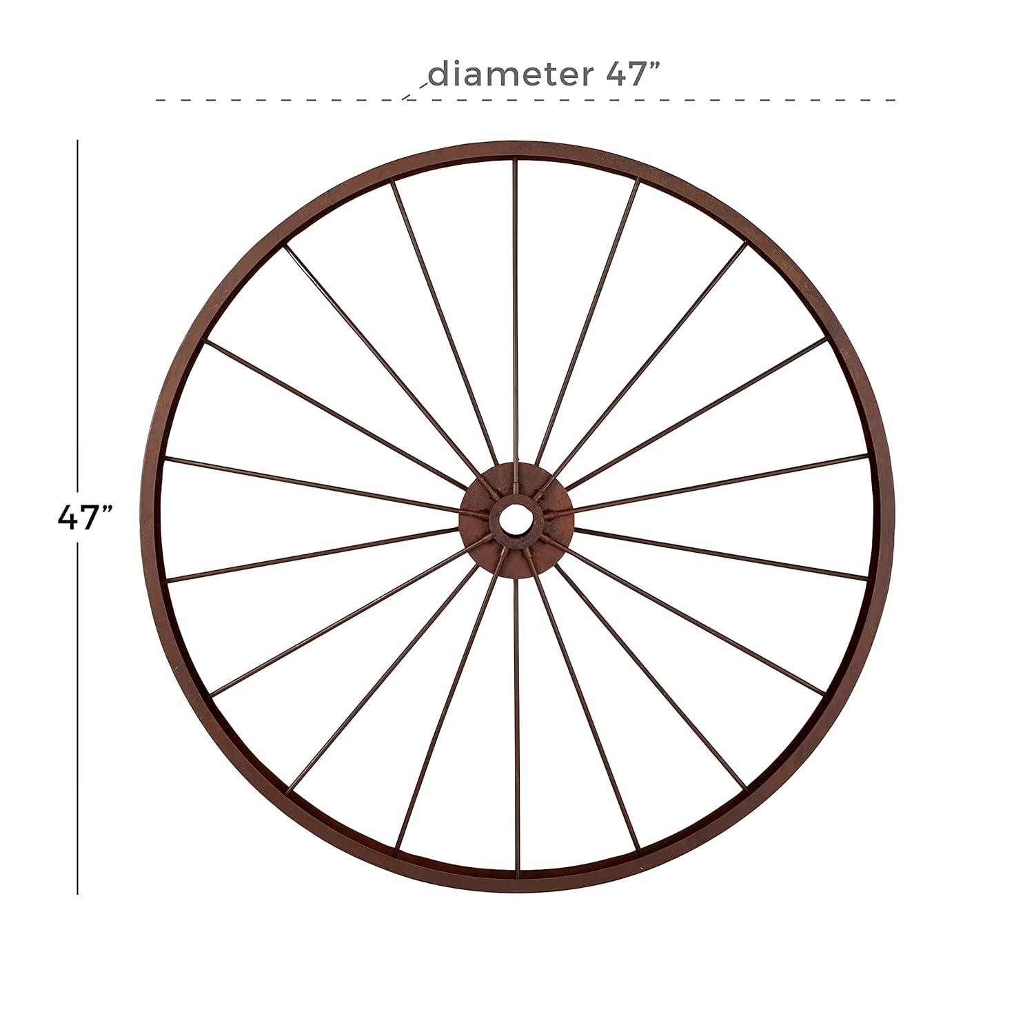 Decmode Large Red Metal Wheel Wall Decor, 43"
