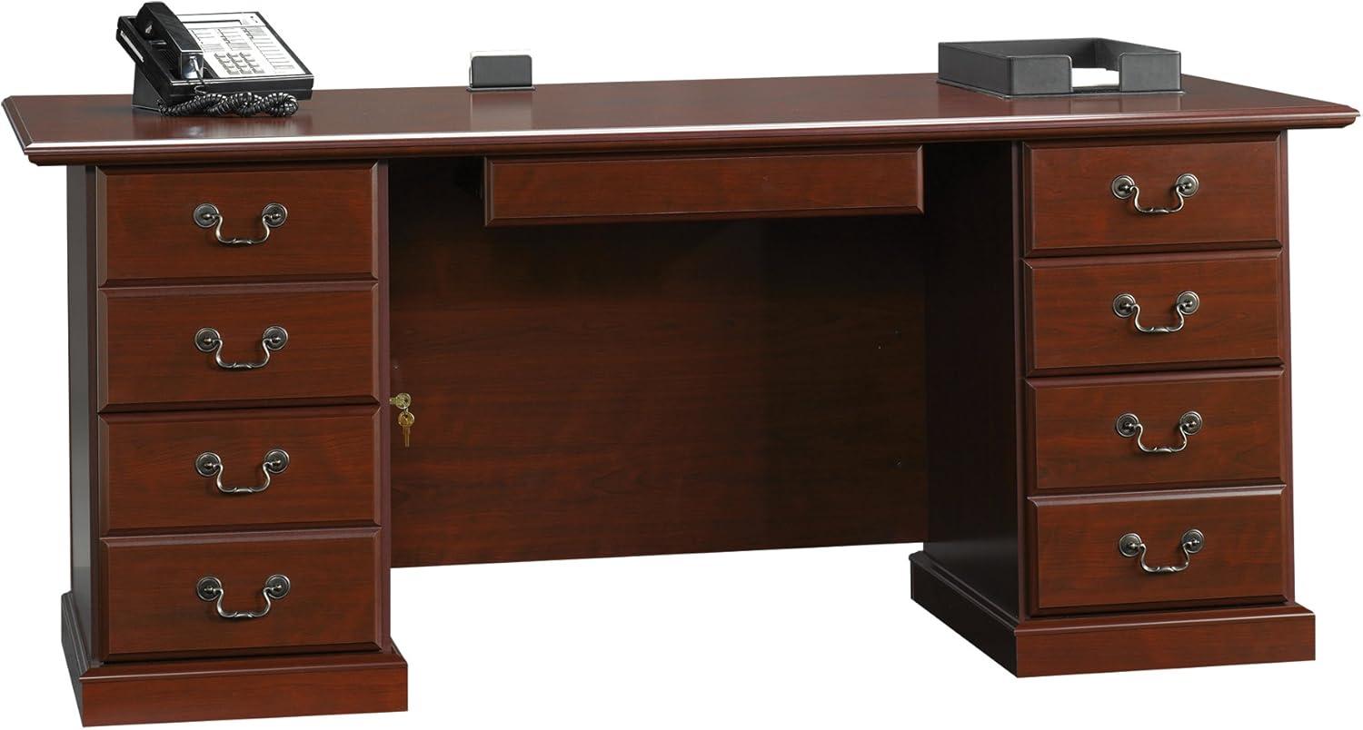 Classic Cherry Wood Executive Desk with Drawers and Keyboard Tray