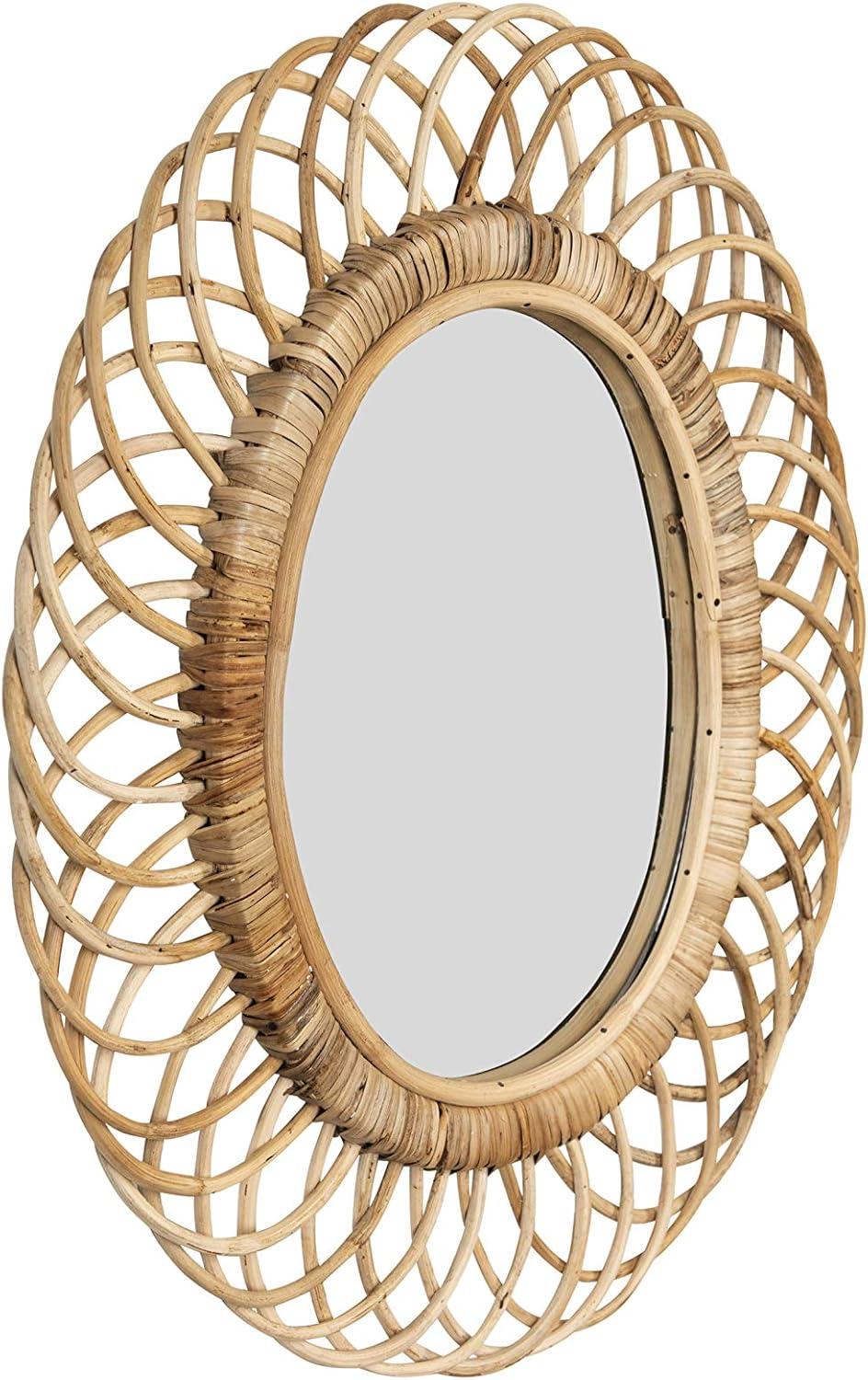 Oval Woven Bamboo Wall Mirror Brown - Storied Home