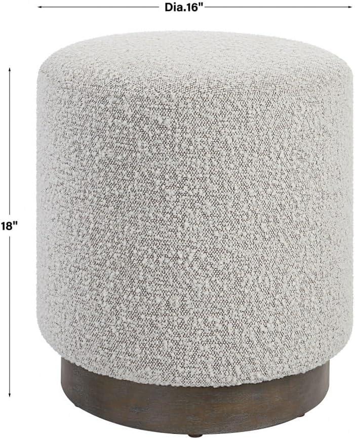 Uttermost Avila Gray and White Fabric Ottoman with Wooden Base