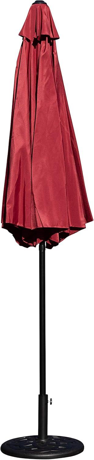 Flash Furniture Kona Red 9 FT Round Umbrella with Crank and Tilt Function and Standing Umbrella Base