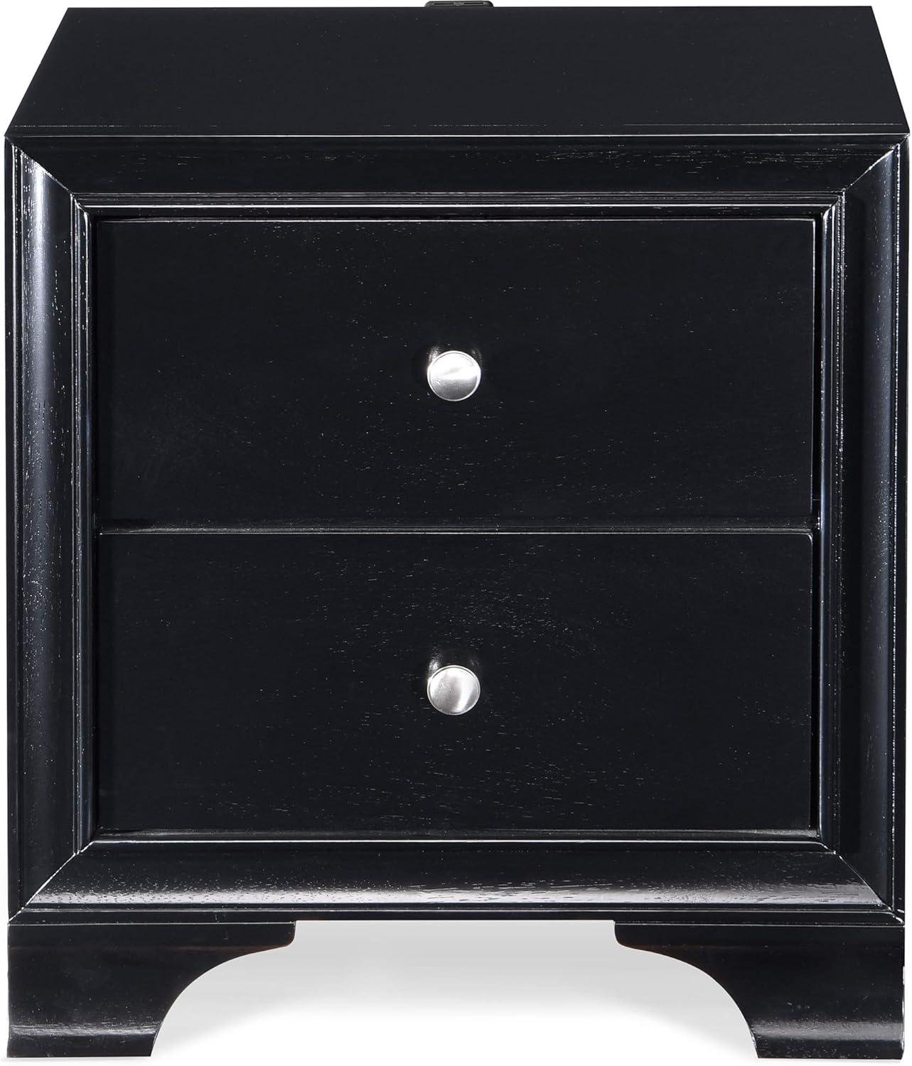 ClickDecor Edmond Wood 2-Drawer Nightstand with Charging Station