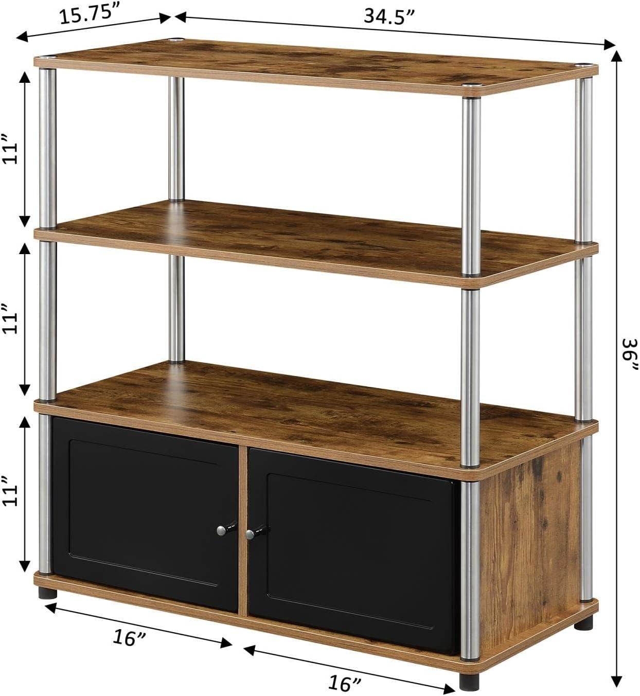 Convenience Concepts Designs2Go Highboy TV Stand with Storage Cabinets and Shelves for TVs up to 40 Inches, Barnwood