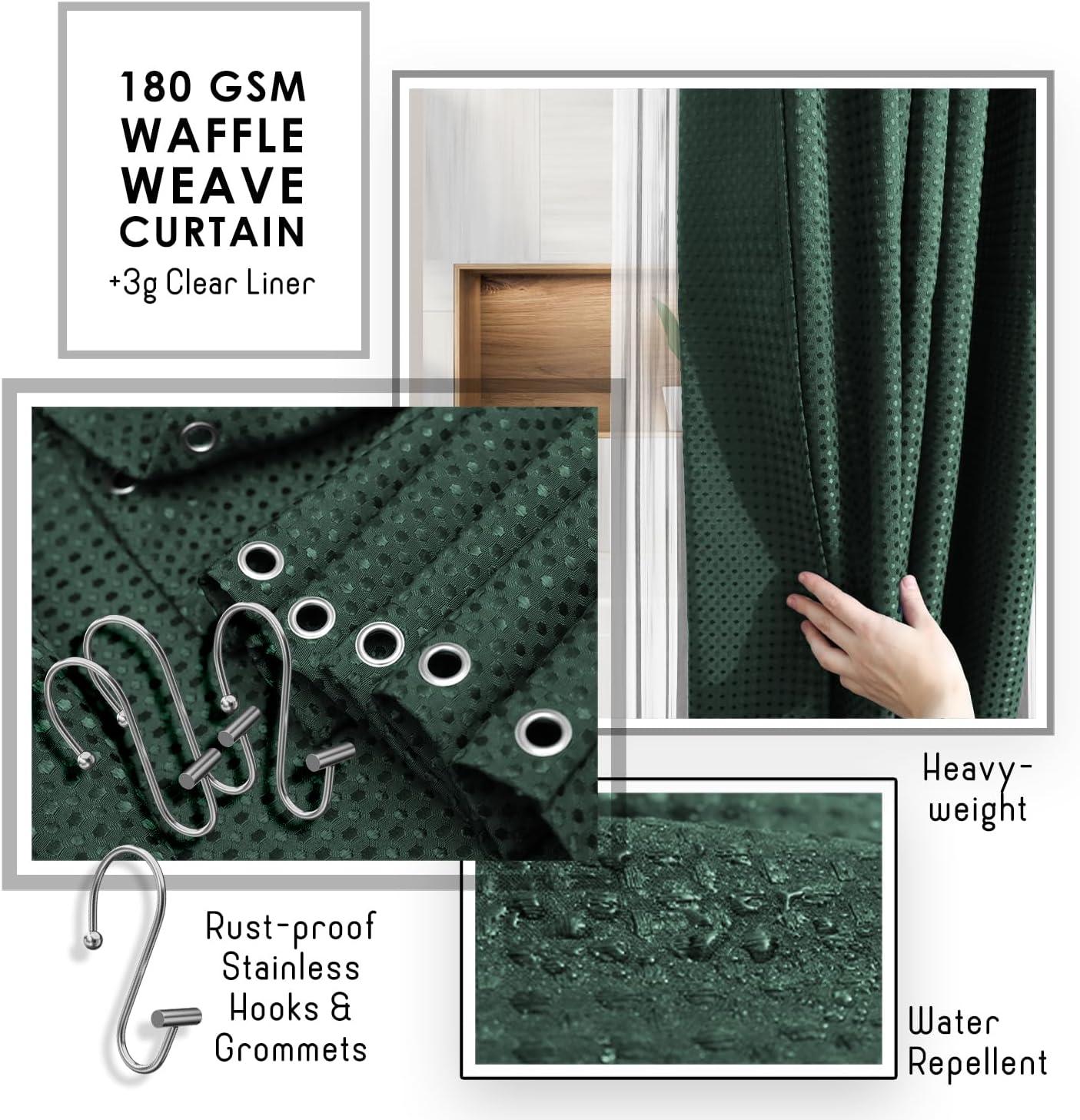 Hunter Green 22-Piece Waffle Texture Polyester Bathroom Accessories Set