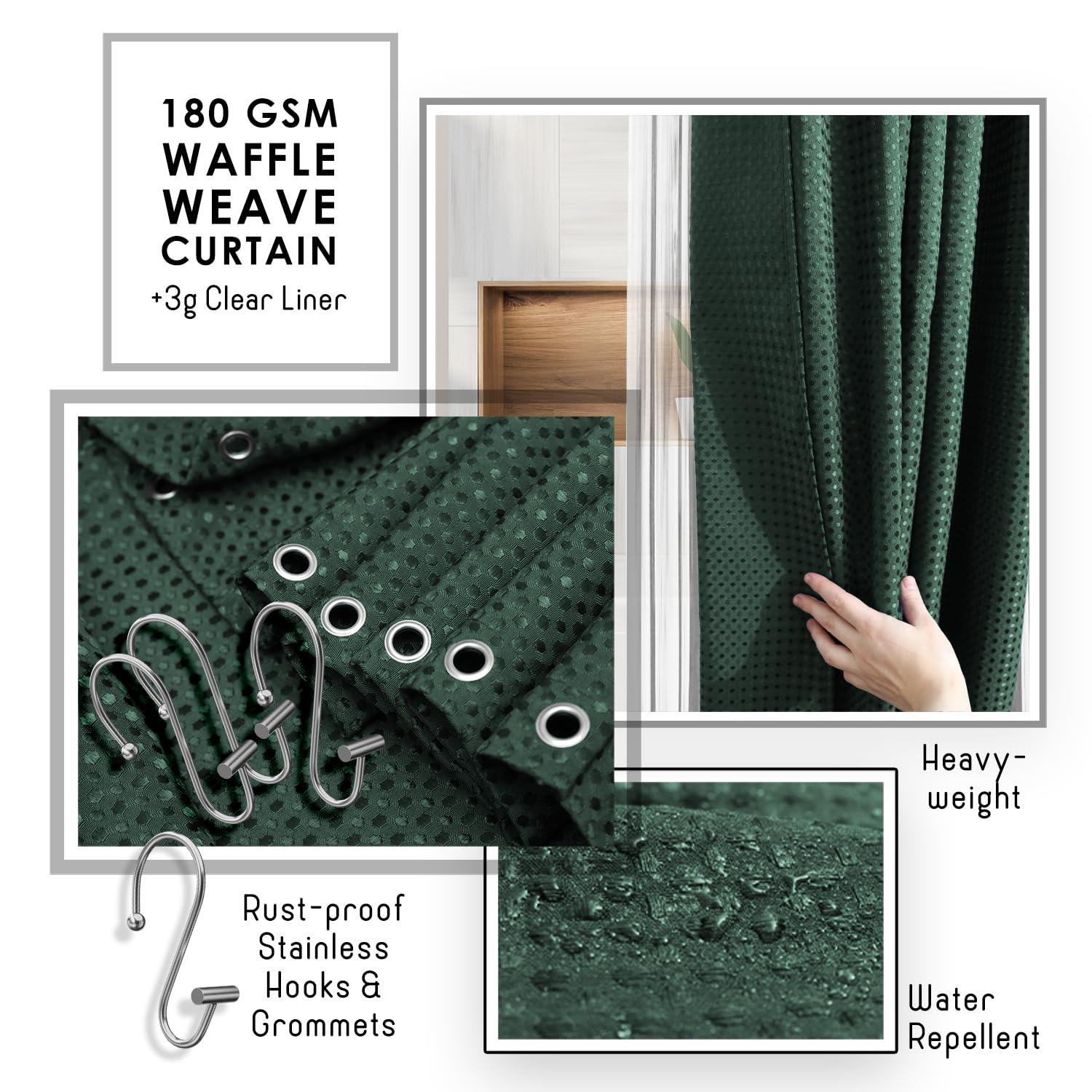 Hunter Green 22-Piece Waffle Texture Polyester Bathroom Accessories Set