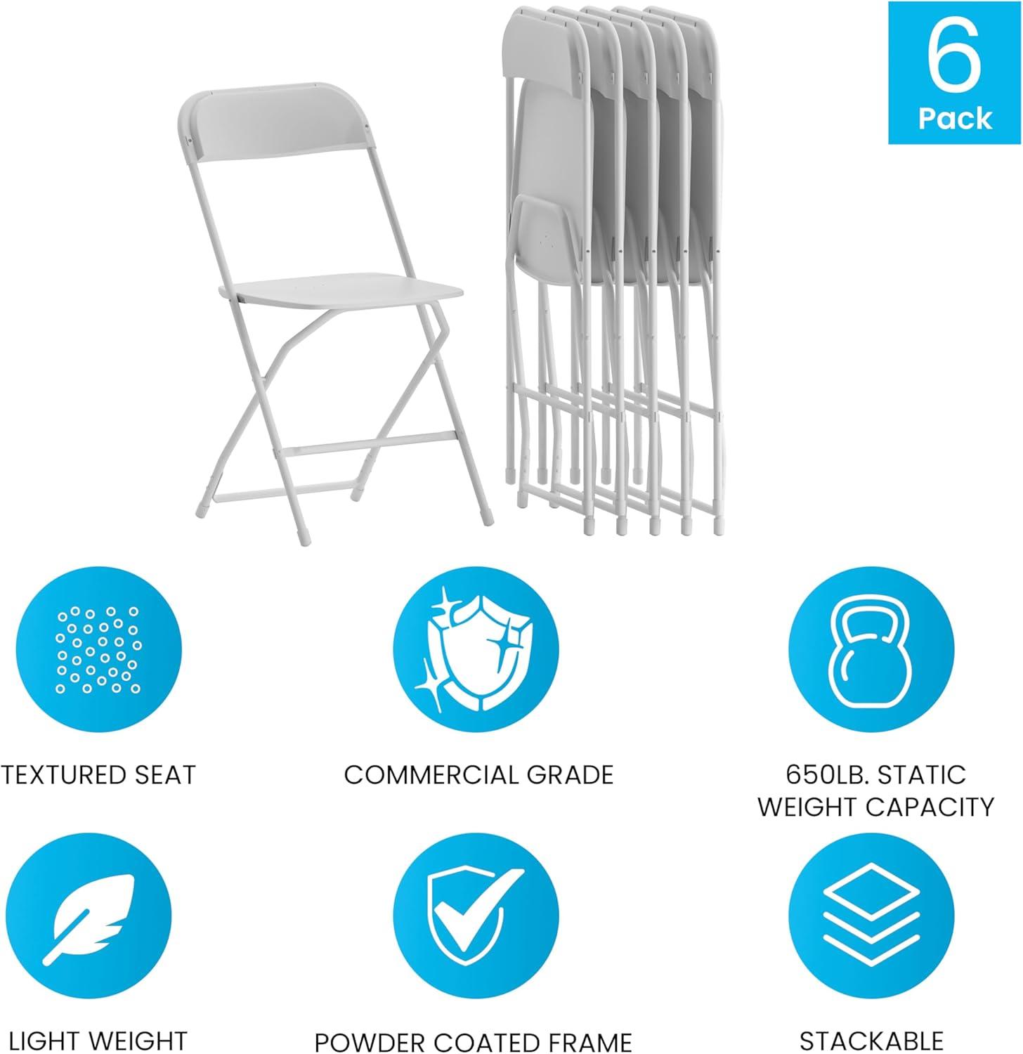 Flash Furniture Hercules Series Plastic Folding Chair - 6 Pack 650LB Weight Capacity