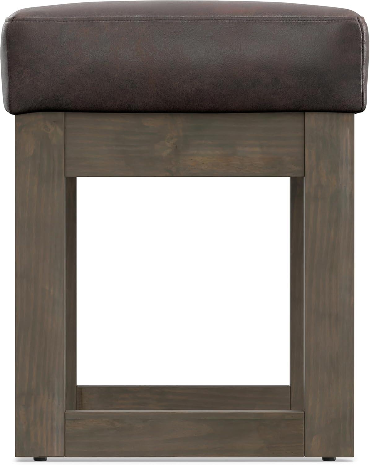 Simpli Home Milltown Ottoman Bench with Upholstered Seat and Solid Wood Frame