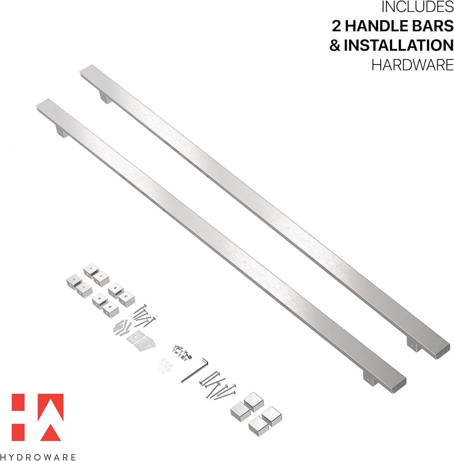 HYDROWARE Push/Pull Door Handle - Modern Contemporary Flat Long Stainless Steel Push Pull Door Handle for Home Entrance Glass Shower Wooden Barn & Office Store Shop Doors (Set of 2)