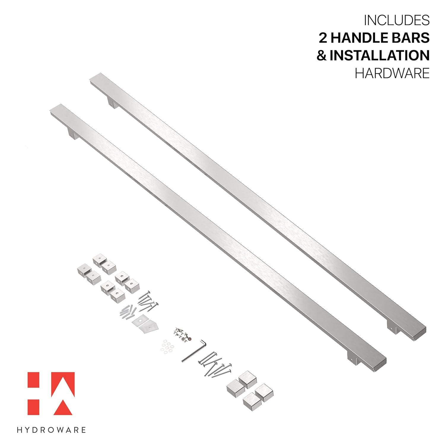 HYDROWARE Push/Pull Door Handle - Modern Contemporary Flat Long Stainless Steel Push Pull Door Handle for Home Entrance Glass Shower Wooden Barn & Office Store Shop Doors (Set of 2)