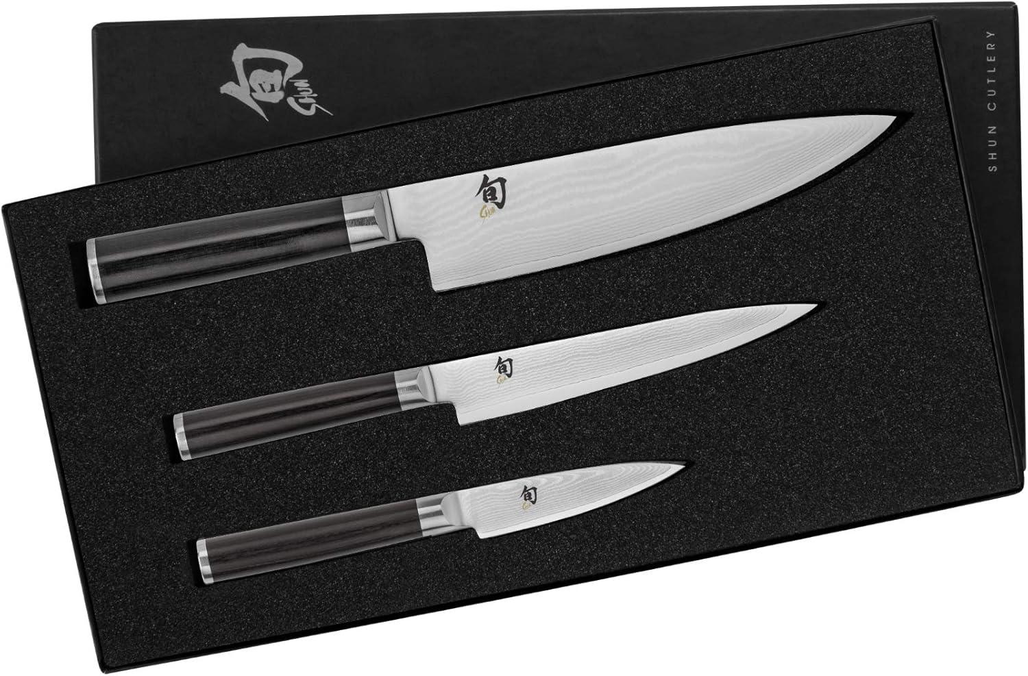 Shun Classic 3-Piece Knife Set with Ebony Handles