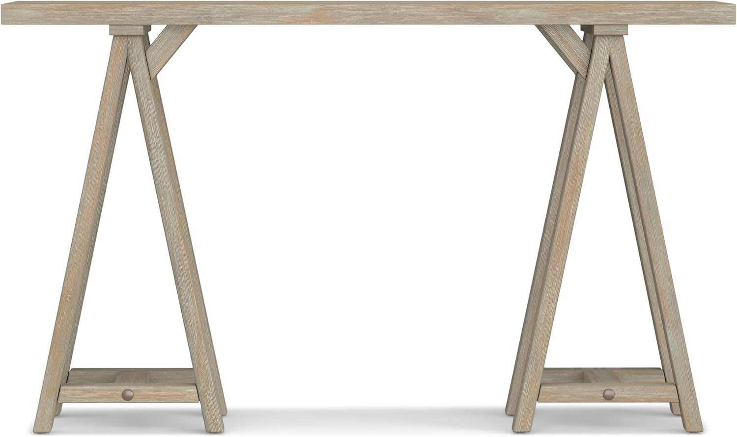 Simpli Home Sawhorse Console Table in Distressed Gray